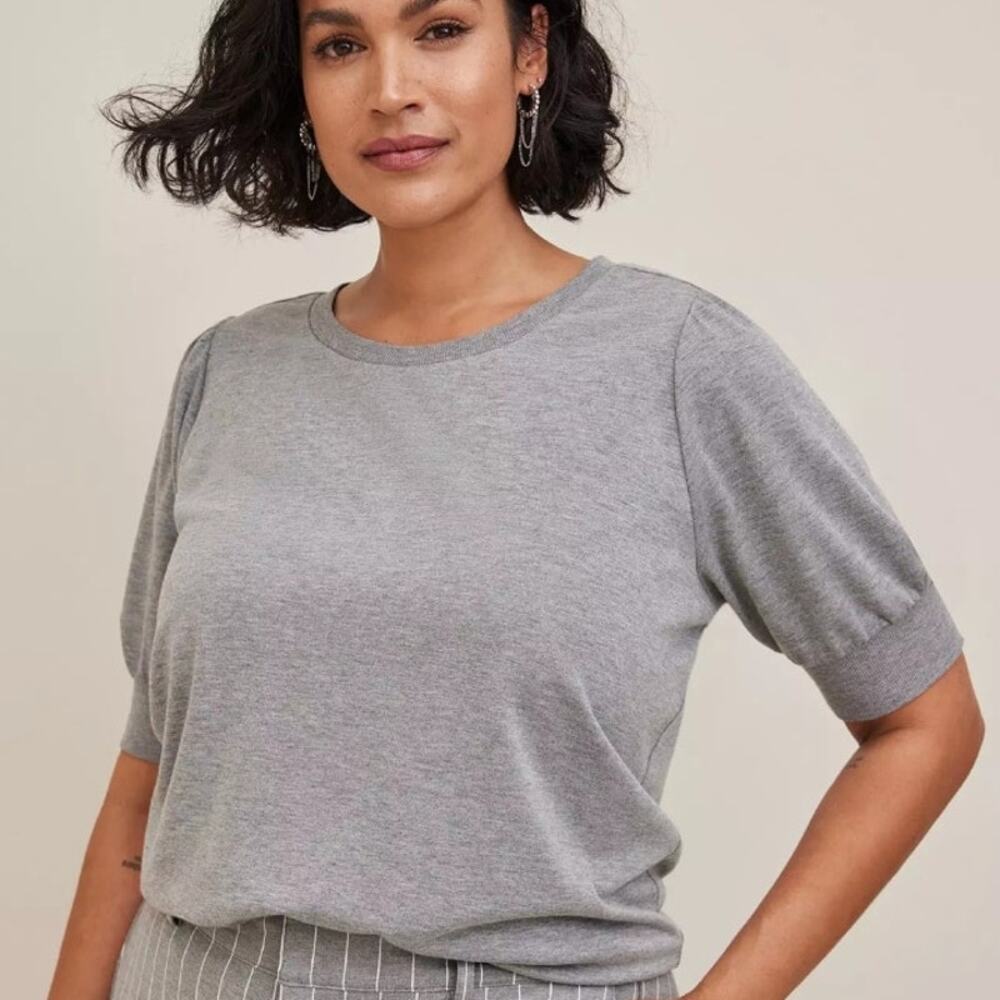 Torrid Short Sleeve Sweatshirt Womens Size 3X Gray Ligtweight French Terry Top